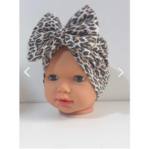 Baby Bakkal Kız Bebek Leopar Desenli Fiyonklu Bone