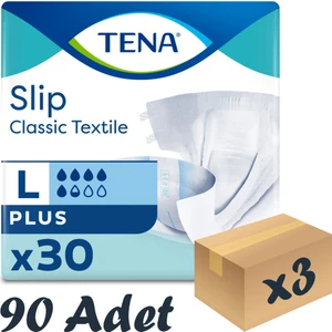 Slip Classic Plus Tekstil Bel Bantlı Hasta Bezi, Büyük Boy (L), 5.5 Damla, 30'Lu 3 Paket 90 Adet