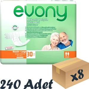 Evony Bel Bantlı Yetişkin Hasta Bezi Large 30'Lu 8 Paket 240 Adet