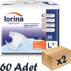 Tekstil Yüzeyli Bel Bantlı Yetişkin Hasta Bezi Large 30'Lu 2 Paket 60 Adet
