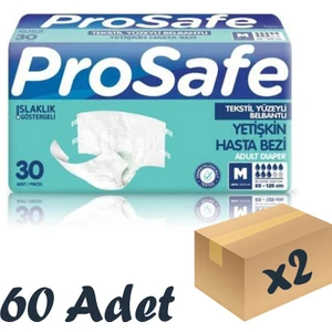Tekstil Yüzeyli Bel Bantlı Yetişkin Hasta Bezi Medium 30'Lu 2 Paket 60 Adet