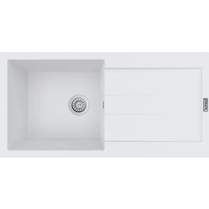 POLEX Cristalüx Granit Evye P-X1 Beyaz Tezgah Altı Ve Tezgah Üstü Mutfak Evyesi 98x49,5cm