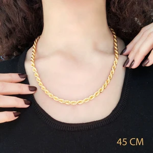 Altın Kaplama 6mm Kalın Burgu Halat  Zincir ZN-131