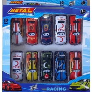 Metal Araba Set 10 Lu Oyuncak Araçlar 7 cm