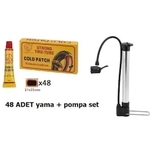 Bisiklet Pompa Alüminyum Kısa+48 Yama Seti Kısa Alm Pompa