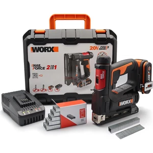 WX843 20VOLT/2.0AH. Li-Ion Şarjlı Profesyonel 6-14MM Zımba ve 15MM Çivi Çakma + 3500 Adet Yedek Zımba ve Çivi