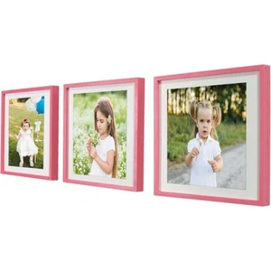 Yapışan Sök-Tak Pembe Kare Fotoğraf Çerçevesi 3'lü Paket