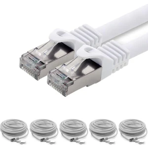 5 Adet CAT7 S/FTP Ethernet (Network, LAN) Kablosu, Beyaz, 25 cm