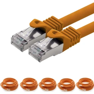 5 Adet CAT7 S/FTP Ethernet (Network, LAN) Kablosu, Turuncu, 25 cm