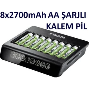 Şarjlı 2700 mAh AA Kalem Pil+ LCD Multi Plus 8li Aa/aaa Pil Şarj Cihazı MULTİ-8X2700