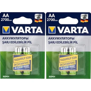 2700 mAh Ni-Mh AA Şarjlı 1000 Kez Şarj Edilebilir Kalem Pil VARTA-2700 4'lü