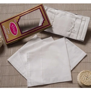 Gözde Sarı Kutulu 46X46 cm 12 Adet Kumaş Mendil-Beyaz