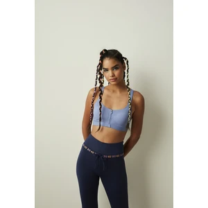 Mavi Zip Front Spor Sütyeni