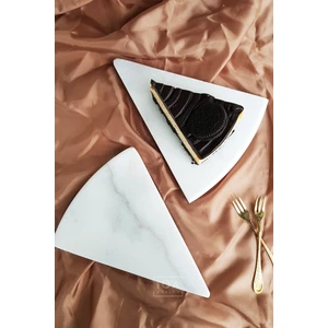 IOA Design Tri - 2'li Set Gerçek Mermer Üçgen Sunumluk - Cheesecake, Pasta Servis Tabağı