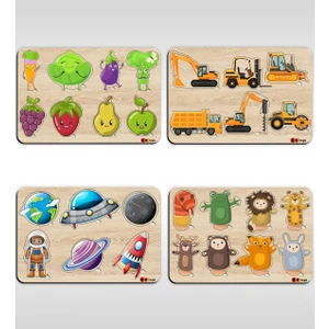 Bk Toys Çocuklar Için 4’lü Ahşap Figürlü Eğitici-Öğretici Yapboz Puzzle-4