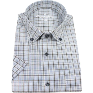 Erkek Mavi Kısa Kol Klasik Kesim Yaka Düğmeli Tek Cepli Gömlek