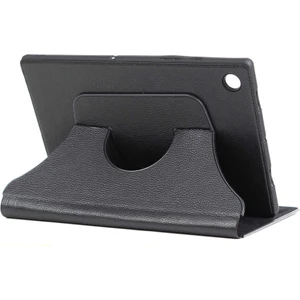Case 4U Samsung Galaxy Tab A8 10.5 SM-X200 (2021) Uyumlu 360 Derece Fest Dönebilen Standlı Deri Görünümlü Tablet Kılıfı Siyah