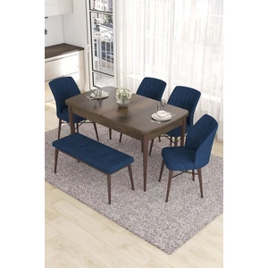 Concept Eva Serisi 80 x 132 cm  Açılabilir Mdf Benchli Mutfak Masa Takımı Barok Ahşap Desen Masa