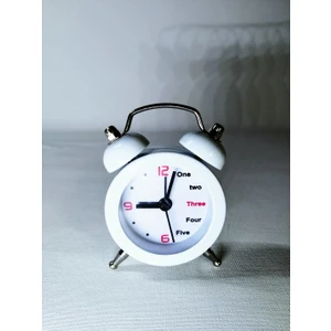 Analog Metal Mini Çalar Saat (Beyaz)