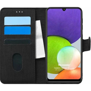 Samsung Galaxy M22 Kılıf Fabric Book Wallet Siyah