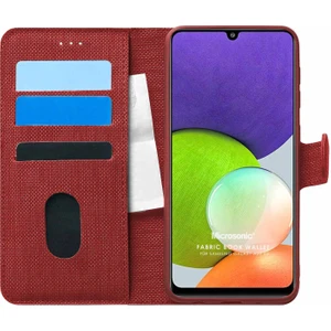 Samsung Galaxy M22 Kılıf Fabric Book Wallet Kırmızı
