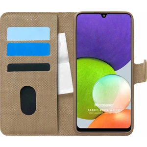 Samsung Galaxy M22 Kılıf Fabric Book Wallet Gold