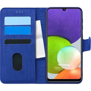 Samsung Galaxy M22 Kılıf Fabric Book Wallet Lacivert