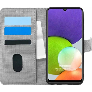 Samsung Galaxy M22 Kılıf Fabric Book Wallet Gri