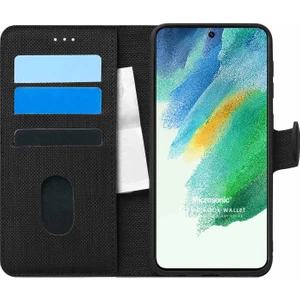 Samsung Galaxy S21 Fe Kılıf Fabric Book Wallet Siyah