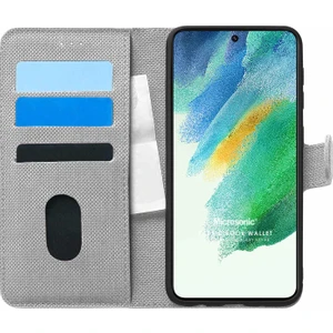 Samsung Galaxy S21 Fe Kılıf Fabric Book Wallet Gri