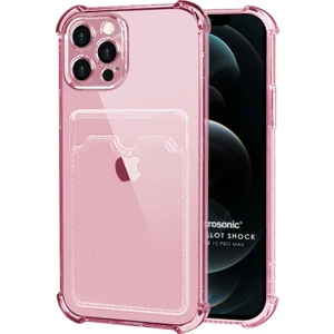 Apple iPhone 12 Pro Max Card Slot Shock Kılıf Pembe