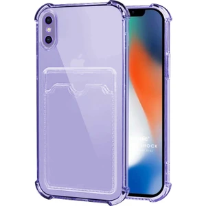 Apple iPhone x Card Slot Shock Kılıf Lila