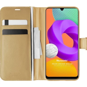 Samsung Galaxy M22 Kılıf Delux Leather Wallet Gold