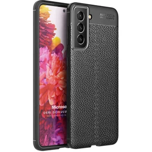 Samsung Galaxy S22 Plus Kılıf Deri Dokulu Silikon Siyah