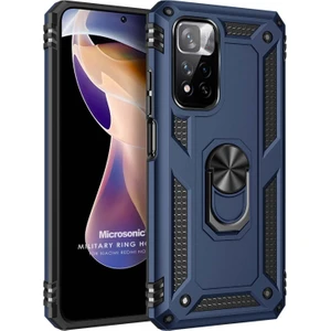 Xiaomi Redmi Note 11 Pro Kılıf Military Ring Holder Lacivert