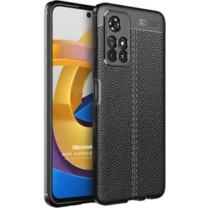 Xiaomi Poco M4 Pro Kılıf Deri Dokulu Silikon Siyah