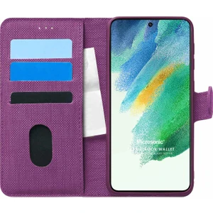 Samsung Galaxy S21 Fe Kılıf Fabric Book Wallet Mor