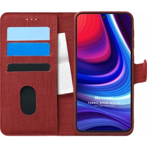Omix X500 Kılıf Fabric Book Wallet Kırmızı