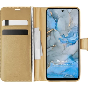 General Mobile Gm 22 Pro Kılıf Delux Leather Wallet Gold