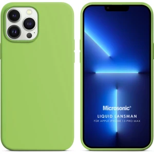 Apple iPhone 13 Pro Max Kılıf Liquid Lansman Silikon Açık Yeşil