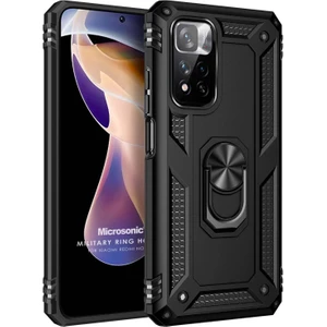 Xiaomi Redmi Note 11 Pro Kılıf Military Ring Holder Siyah