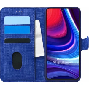 Omix X500 Kılıf Fabric Book Wallet Lacivert