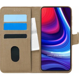 Omix X500 Kılıf Fabric Book Wallet Gold
