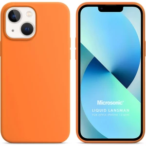 Apple iPhone 13 Mini Kılıf Liquid Lansman Silikon Turuncu