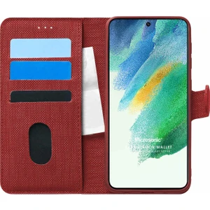 Samsung Galaxy S21 Fe Kılıf Fabric Book Wallet Kırmızı