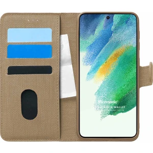 Samsung Galaxy S21 Fe Kılıf Fabric Book Wallet Gold