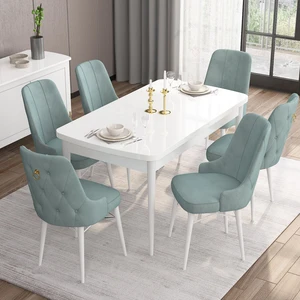 Concept Are Serisi 80 x 132 cm Açılabilir Mdf Masa Beyaz  Mutfak Masa Takımı 6 Sandalye