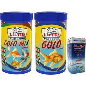 Japon Balığı Yem, Vitamin Seti, 100 ml Gold Natural, 100 ml Gold Mix+Vitamin