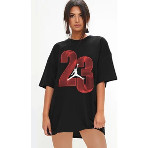 Yirmi Üç Siyah Oversize Kısa Kollu Kadın T-Shirt