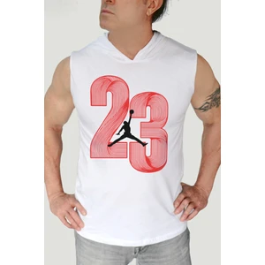 Yirmi Üç Beyaz Kapşonlu|kolsuz Erkek Atlet T-Shirt